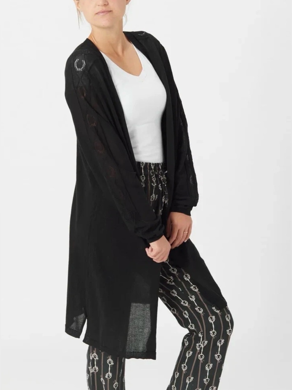 EQL by Kerrits Lucky Horseshoe Black Cardigan L/XL NWT